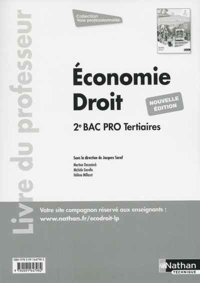 Picture of Économie Droit - 2ème BAC PRO (Voie Professionnelle) - Livre du professeur - 2017
