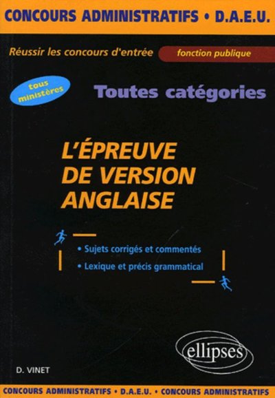 Picture of L'épreuve de version anglaise - Sujets corrigés et commentés, lexique et précis grammatical