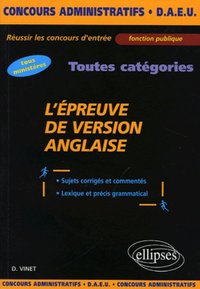 Picture of L'épreuve de version anglaise - Sujets corrigés et commentés, lexique et précis grammatical