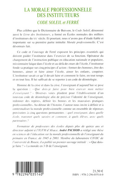 Image de La morale professionnelle des instituteurs