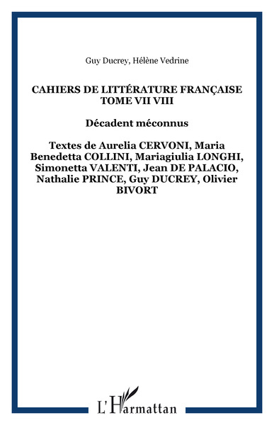 Image de Cahiers de Littérature Française Tome VII VIII