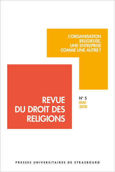 Image de Revue du droit des religions n° 5/2018 - l'organisation religieuse, une entrep