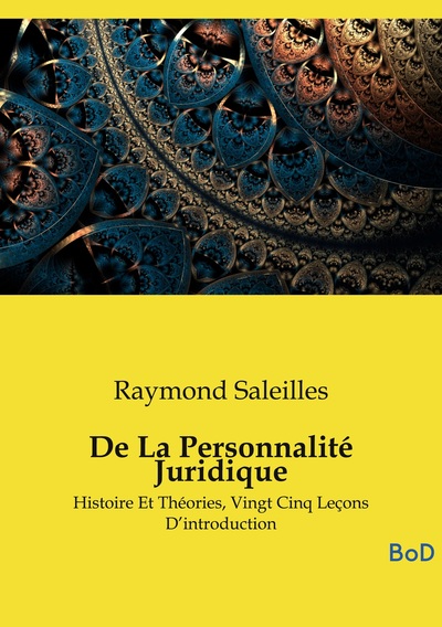 Picture of De La Personnalité Juridique
