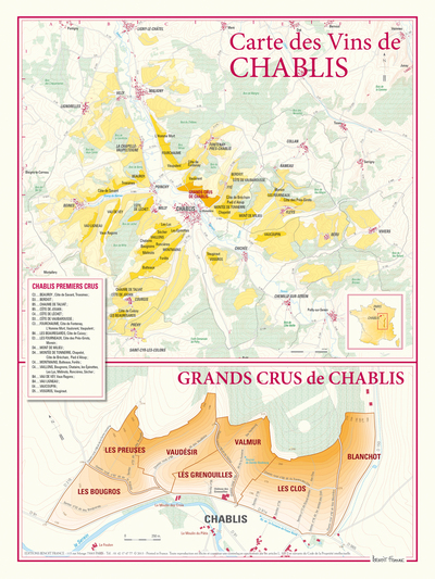 Image de CARTE DES VINS DE CHABLIS ET DES GRANDS CRUS DE CHABLIS