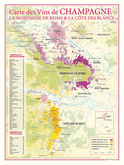 Image de CARTE DES VINS DE CHAMPAGNE LA MONTAGNE ET LA COTE DES BLANCS