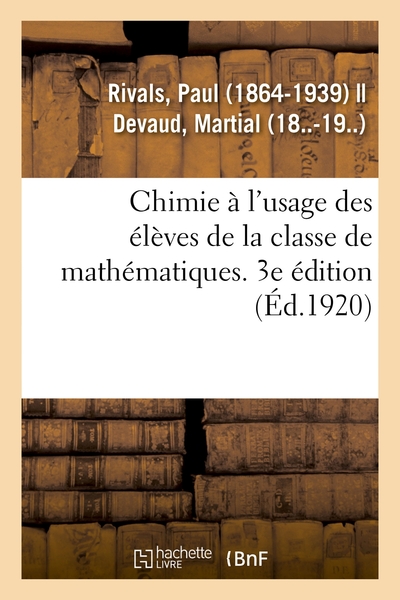 Picture of Chimie à l'usage des élèves de la classe de mathématiques. 3e édition