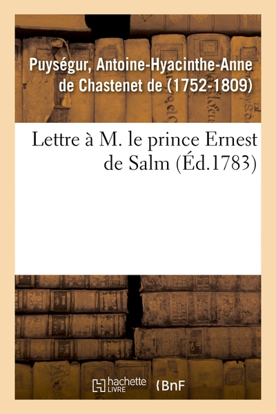 Picture of Lettre à M. le prince Ernest de Salm