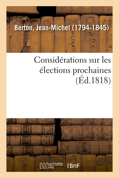 Image de Considérations sur les élections prochaines