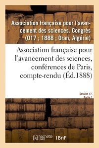 Picture of Association française pour l'avancement des sciences, conférences de Paris, compte-rendu
