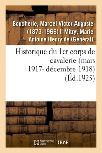 Image de Historique du 1er corps de cavalerie (mars 1917- décembre 1918)