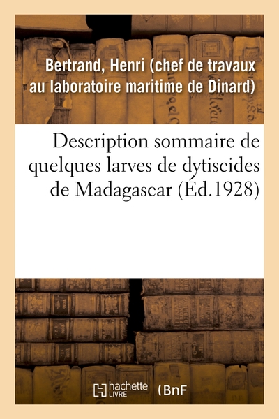 Image de Description sommaire de quelques larves de dytiscides de Madagascar