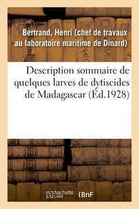 Image de Description sommaire de quelques larves de dytiscides de Madagascar