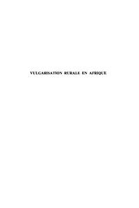 Image de Vulgarisation rurale en Afrique (La)