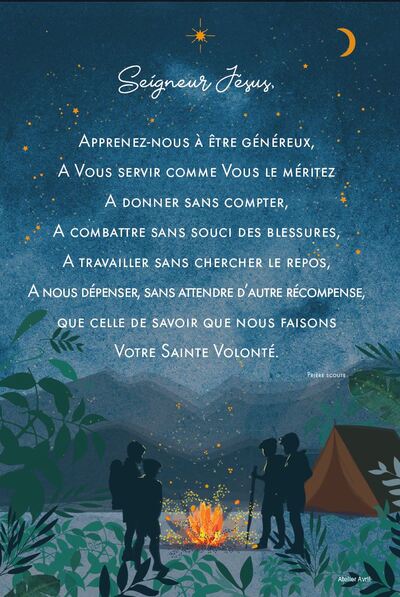 Image de Lot de 10 Cartes postales "La Prière Scoute" en vernis selectif - format A6 avec enveloppe sous cellophane