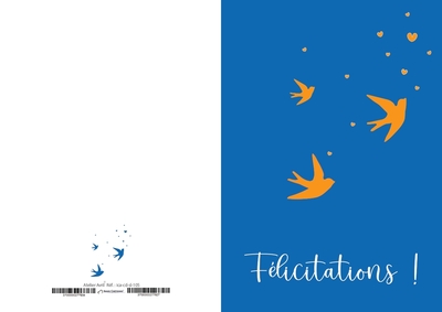 Picture of Lot de 10 cartes double vernis selectif "Félicitations 3 colombes" avec enveloppe