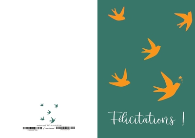 Image de Lot de 10 cartes double vernis selectif "Félicitations 5 colombes" avec enveloppe