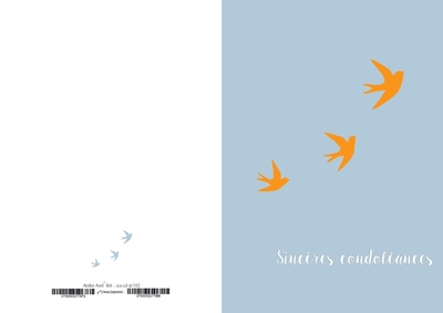 Picture of Lot de 10 cartes double vernis selectif "Condoléances 3 colombes" avec enveloppe