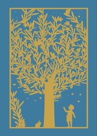 Picture of Lot de 5 cartes double en dorure "Arbre de vie garçon" avec enveloppe sous cellophane