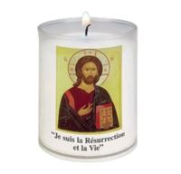 Image de Veilleuse diamètre 50 mm - H 65 mm - Christ Pantocrator