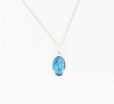 Picture of Ensemble constitué d'une médaille et d'une chaine - Médaille ovale Apparition de Lourdes