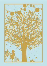 Picture of Lot de 5 cartes double en dorure "Arbre de vie fille" avec enveloppe sous cellophane