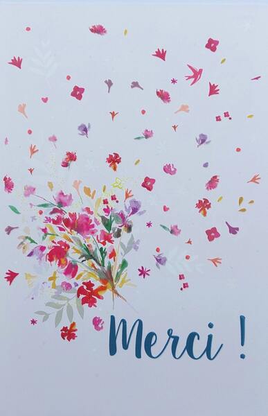 Picture of Carte + enveloppe sous cellophane - Bouquet Merci - vernis selectif - lot de 10
