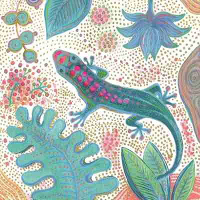 Picture of Lot de 10 cartes simple vernis selectif "Lézard" avec enveloppe sous cellophane