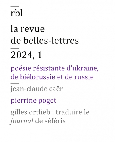 Picture of Revue de Belles Lettres 2024, 1 - Poètes d'ukraine, du bélar