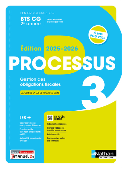 Picture of Processus 3 - Gestion des obligations fiscales - BTS CG 2e année - Coll. Les processus BTS CG - Éd. 2025 - Livre + licence