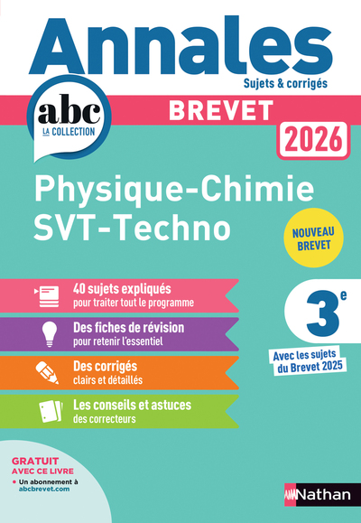 Picture of Annales Brevet Physique Chimie - SVT - Techno 2026 - Corrigé