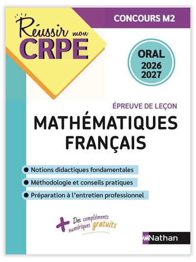 Image de Réussir mon CRPE Français Maths Admission concours M2 oral 2026-2027