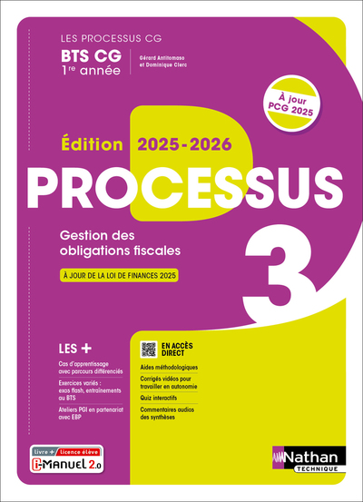 Picture of Processus 3 - Gestion des obligations fiscales - BTS CG 1ère année - Coll. Les processus CG - Éd. 2025 - Livre + licence