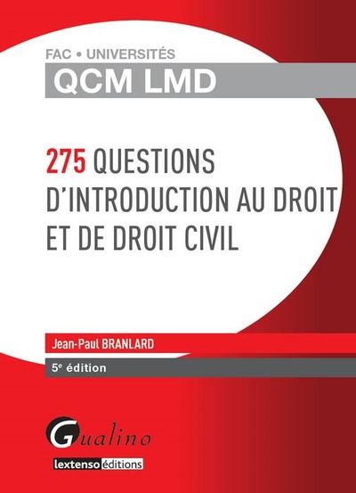 Picture of qcm lmd - 275 questions d'introduction au droit et de droit civil - 5ème édition