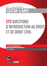 Picture of qcm lmd - 275 questions d'introduction au droit et de droit civil - 5ème édition