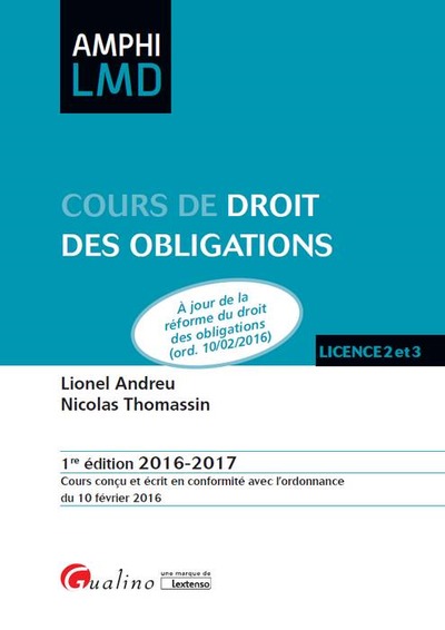 Image de COURS DE DROIT DES OBLIGATIONS 2016-2017