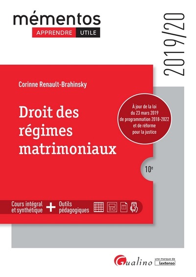 Picture of DROIT DES REGIMES MATRIMONIAUX - 10EME EDITION - 2019