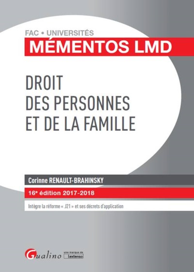 Picture of DROIT DES PERSONNES ET DE LA FAMILLE 16EME EDITION