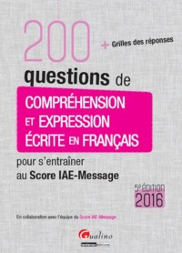 Picture of 200 questions de compréhension et expression écrite en français pour s'entraîner