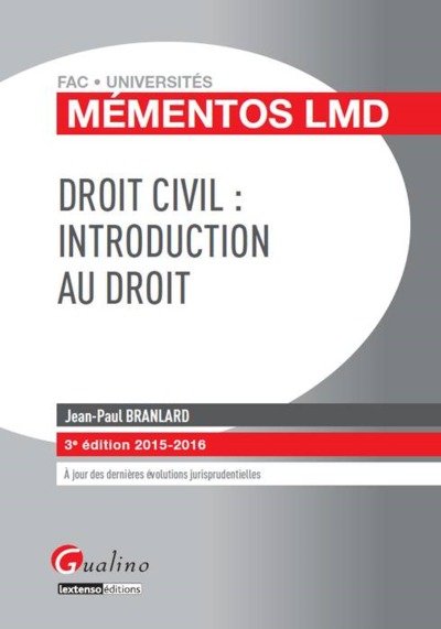 Picture of droit civil : introduction au droit 2015-2016 - 3ème édition