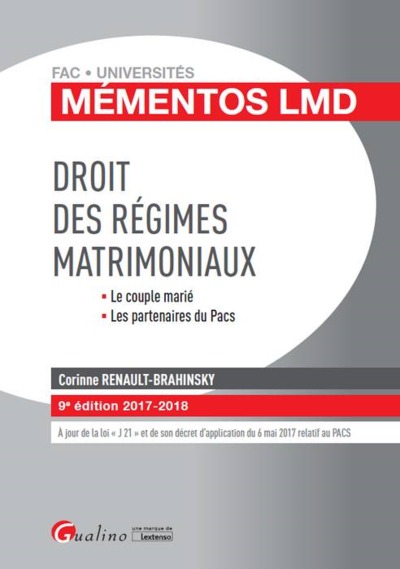 Picture of DROIT DES REGIMES MATRIMONIAUX 9EME EDITION