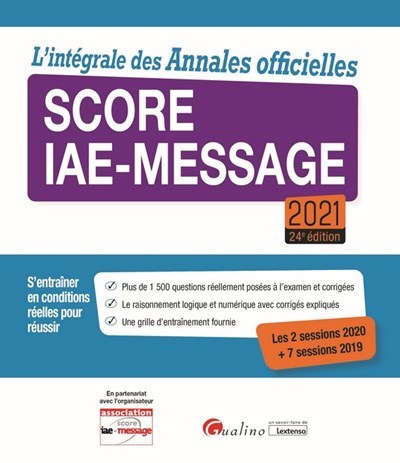 Image de L'intégrale des Annales officielles Score IAE-Message 2021