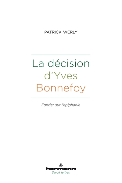 Picture of La décision d'Yves Bonnefoy