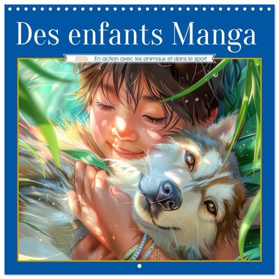 Picture of Des enfants Manga - En action avec les animaux et dans le sport (Calendrier mural carré 2026 30x30 cm) Calendrier double avec une page pour vos prises de notes