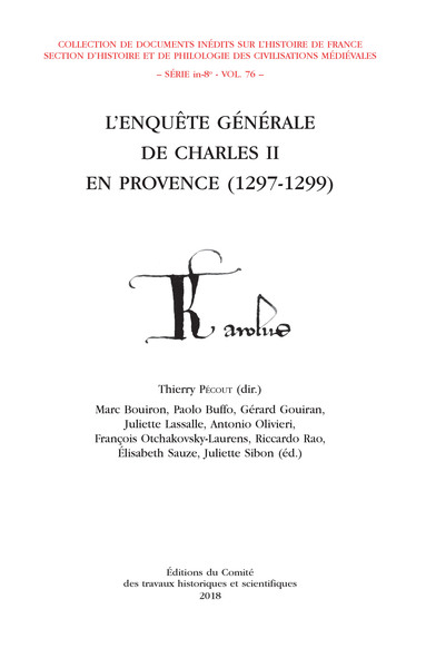Image de L'enquête générale de charles ii de provence : 1297-1299