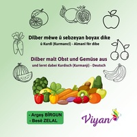 Image de Dîlber mêwe û sebzeyan boyax dike  û Kurdî (Kurmancî) - Almanî fêr dibe