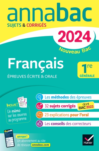 Picture of Annales du bac Annabac 2024 Français 1re générale (bac de français écrit & oral)