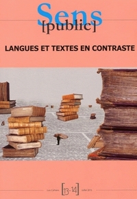 Image de CAHIERS SENS PUBLIC, 13-14/JUIL. 2010. LANGUES ET TEXTES EN CONTRASTE