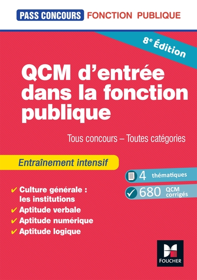 Picture of Pass'Concours - QCM d'entrée dans la fonction publique - Révision et entrainement 8e édition