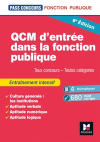 Picture of Pass'Concours - QCM d'entrée dans la fonction publique - Révision et entrainement 8e édition