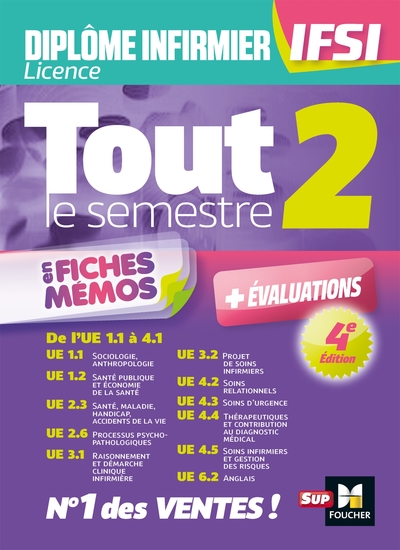 Image de Tout le semestre 2 en fiches mémos - Diplôme infirmier - DEI IFSI- 4è ed - Révision et entrainement
